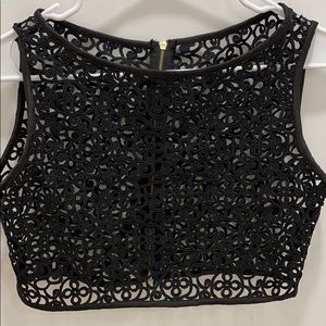 Black Lace Skirt with Slit in Back with Top Set